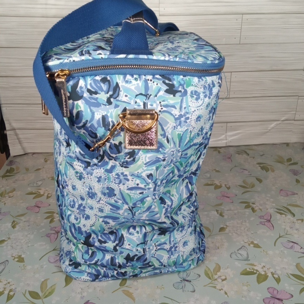 Lilly Pulitzer Insulated Wine Cooler Bag Or Drinks Blue Pinic Football Games - Picture 5 of 9